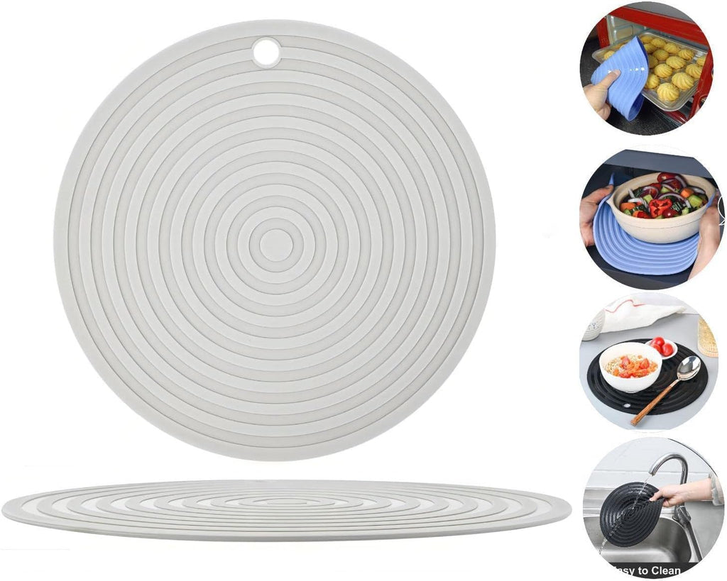 Silicone Trivets Mats for Hot Pots and Pans, Large Size Hot Pads Trivets 11.81" and 9.45" Diameter Round for Hot - Set of 2