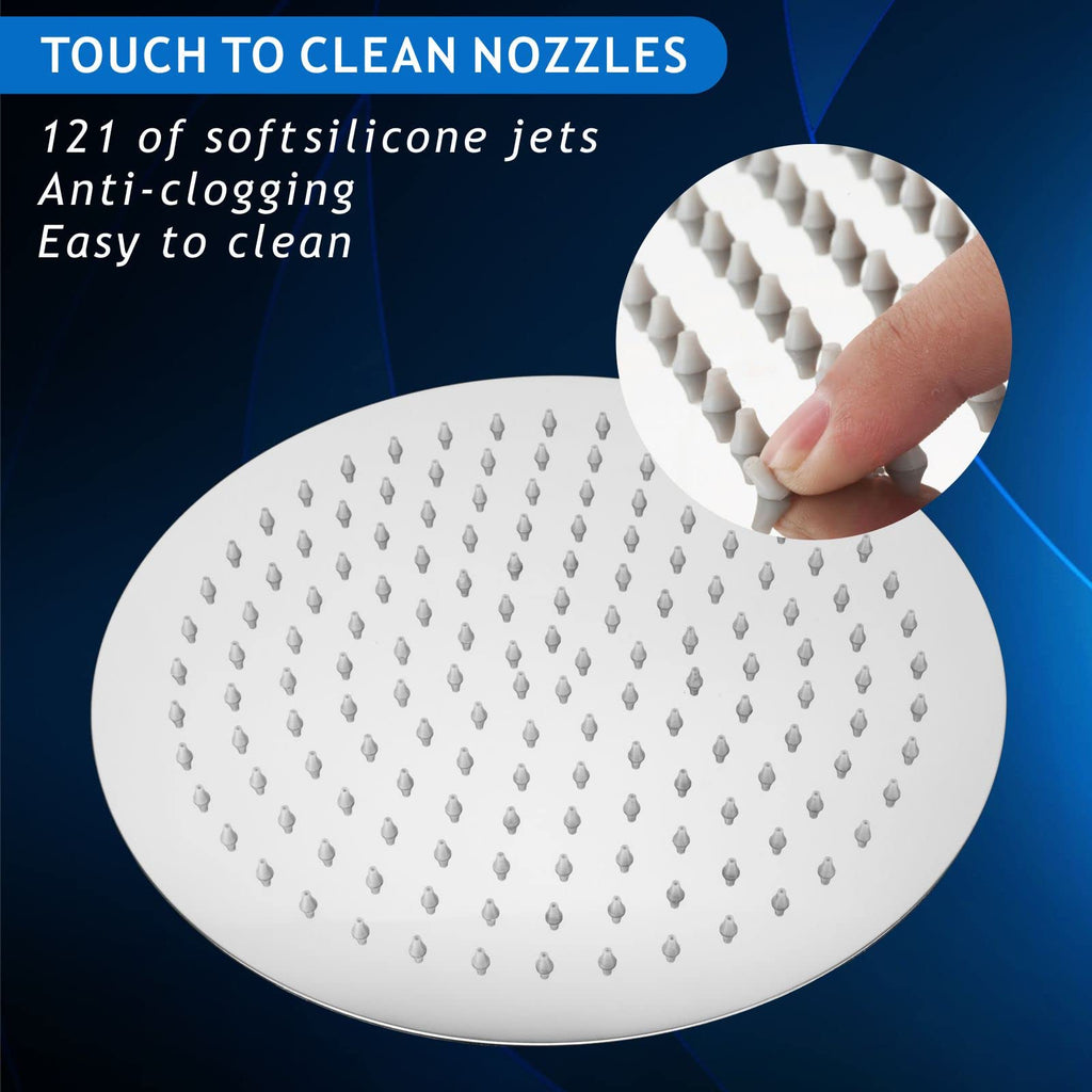 Rain Shower Head, High Pressure High Flow All Metal Rainfall Shower Head, Ultra-Thin Design-Pressure Boosting
