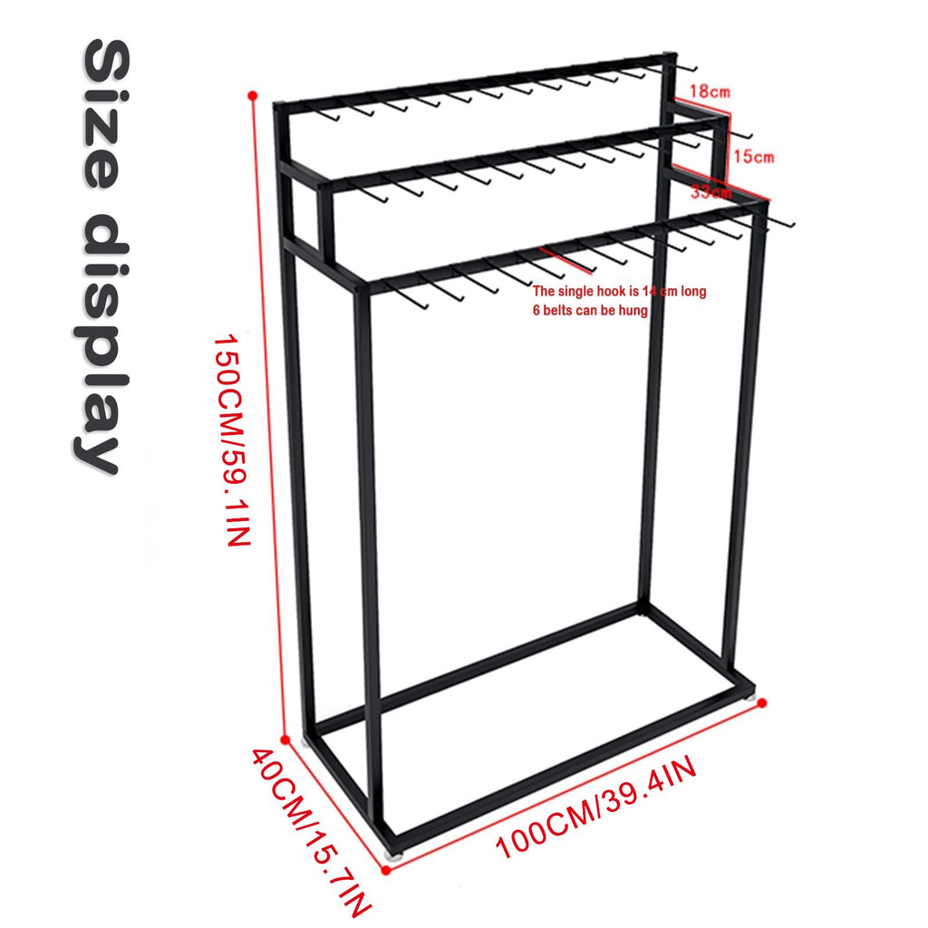 Floor Mounted Metal Belt Hanger Scarf Rack for Retail (100X40X150CM)
