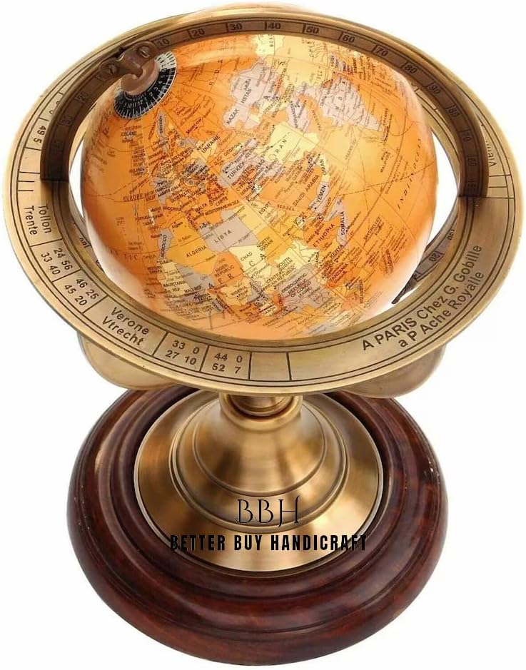 Vintage Brass Antique Armillary Tabletop Marine Sphere Globe Nautical Decor