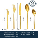 Gold Silverware Set, 20-Piece Flatware Cutlery Set for 4