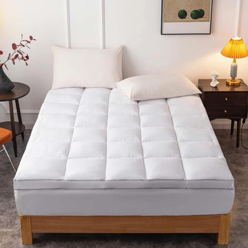 Mattress Pad King Size - Extra Thick Mattress Cover - Pillow Top Deep Pocket with Breathable 7D Spiral Fiber Filling