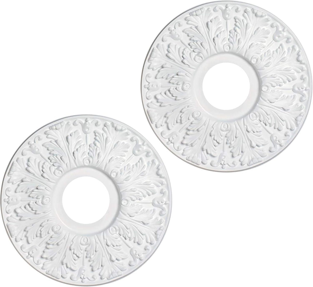 Medallion for Ceiling Light, 15-1/2-Inch Victorian Molded Plastic Ceiling Medallion in Traditional W
