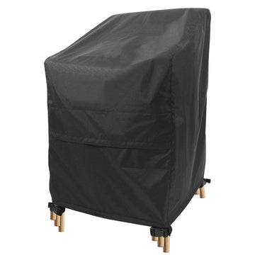 Stackable Chair Covers Outdoor Waterproof - 2 Pack (28W x 36D x 47H inches, Black) Patio Furniture Covers with