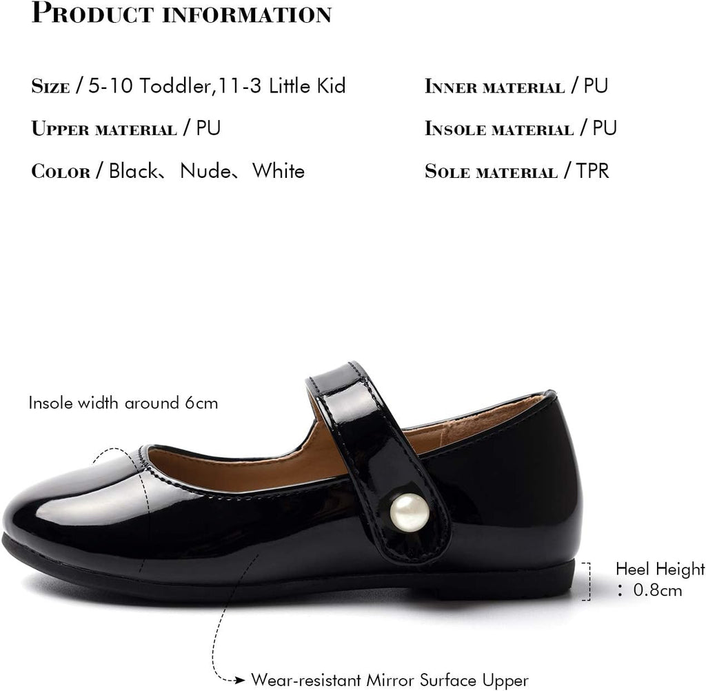 Girls Mary Jane Dress Shoes - Ballet Flats for Party Wedding