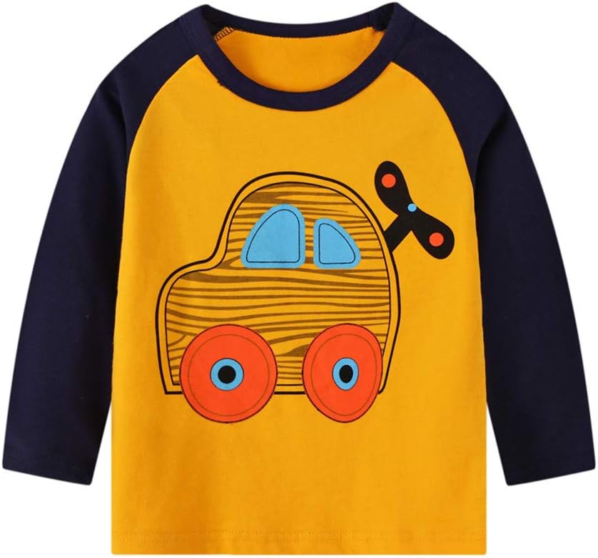 Boys Long Sleeve T-Shirt Cotton Casual Winter Crewneck Basic Active Tops Tee Tunic Shirts 3 Packs Sets
