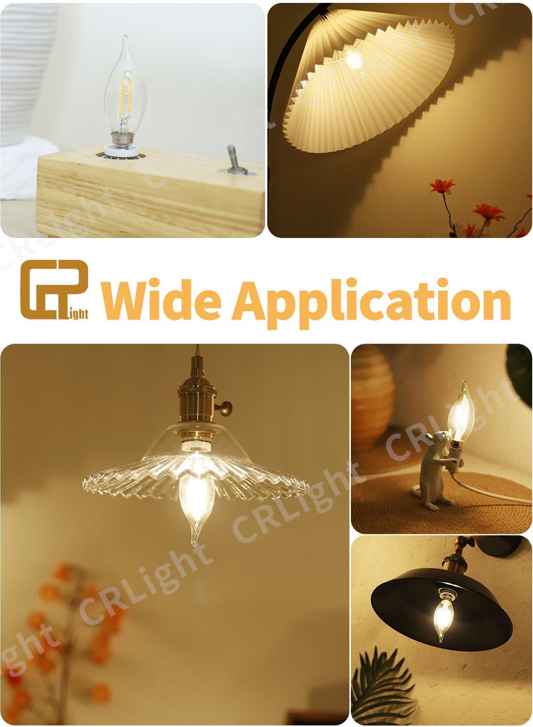 2W E12 LED Candelabra Bulb CA11 3000K Soft White, 12 Pack