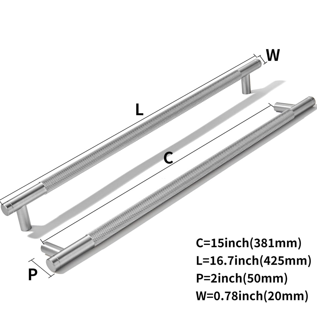 15 Inch(381mm) Drawer Appliance Handles Knurled Brushed Satin Nickel Cabinet Pulls Drawer Pulls Kitchen