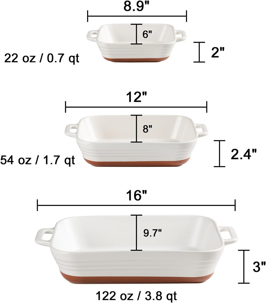 Relief Casserole Dishes for Oven, Ceramic 9x13 Pans Set for Cooking, Cake, Banquet and Daily Use, Rectangular