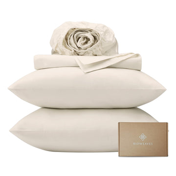 100% Organic Cotton Sheets, 300 Thread Count 4-Piece GOTS Certified Bed Sheet Set Fits Mattress Upto 17" Deep Pocket