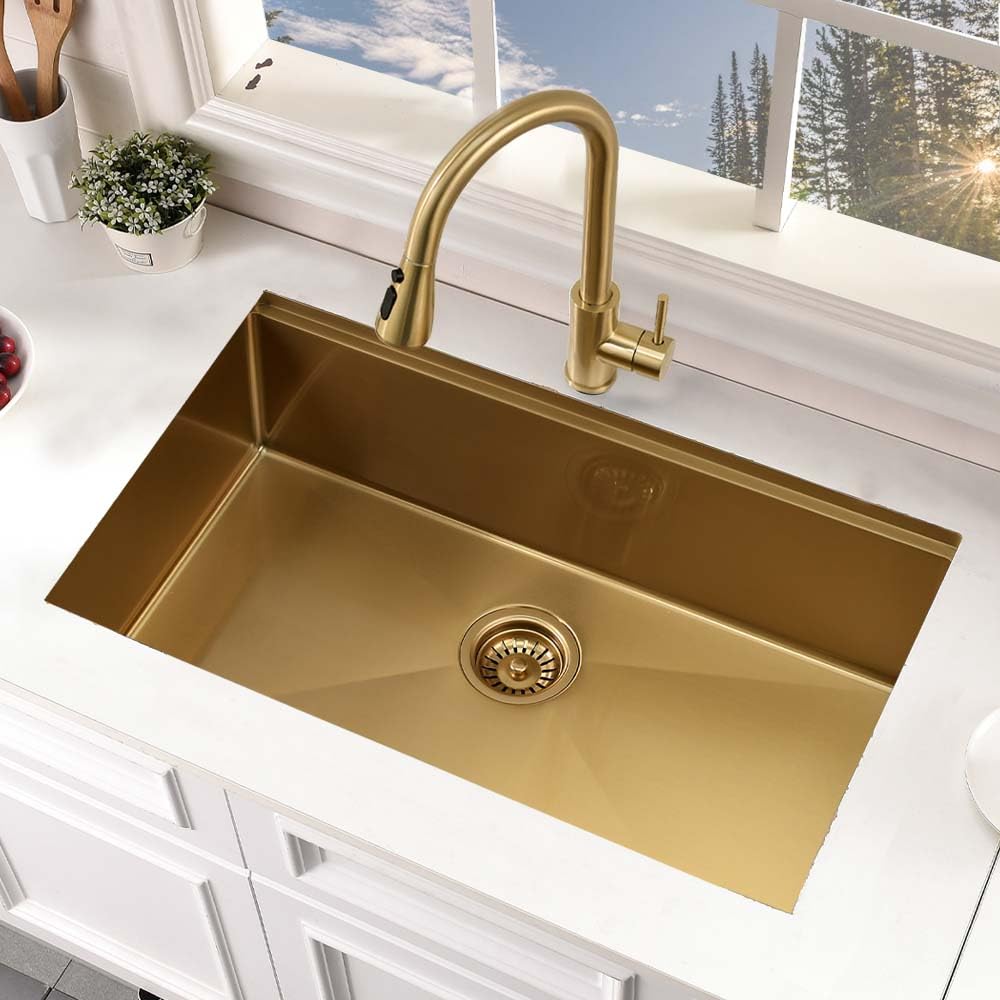 25x19 Gold Undermount Kitchen Sink Workstation 16 Gauge Stainless