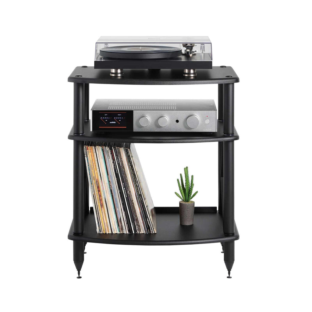 Vulcan TT Turntable Stand with Vinyl Record Storage - Black
