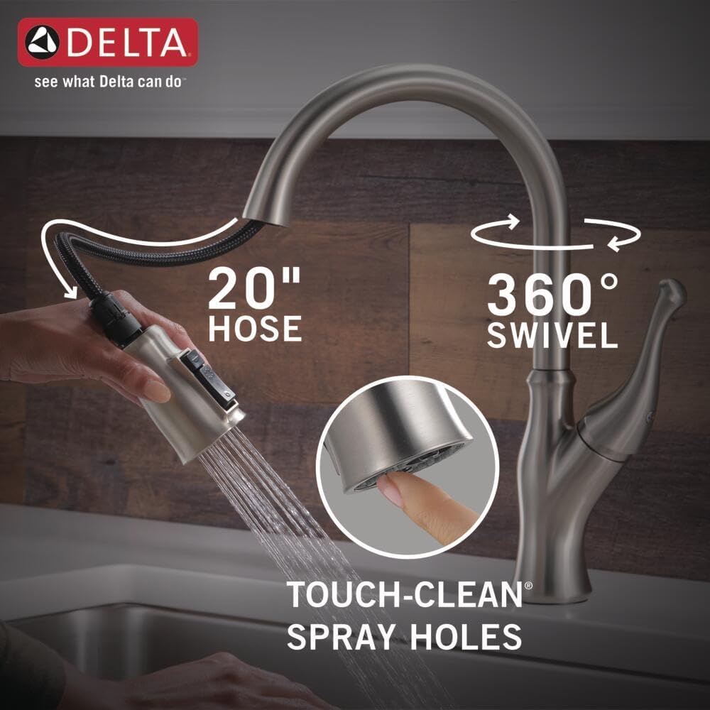 Ophelia Brushed Nickel Kitchen Faucet with Pull Down Sprayer, Modern Single Hole Kitchen Sink Faucet, Single Handle
