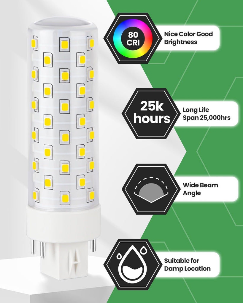 4 Pin LED Light Bulb, G24Q GX24Q LED Bulb 4000K 10W 2-Pack