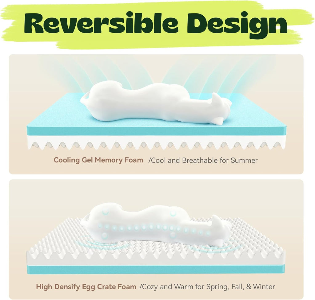 Orthopedic Dog Bed with Cooling Gel Foam & Washable Cover, Grey