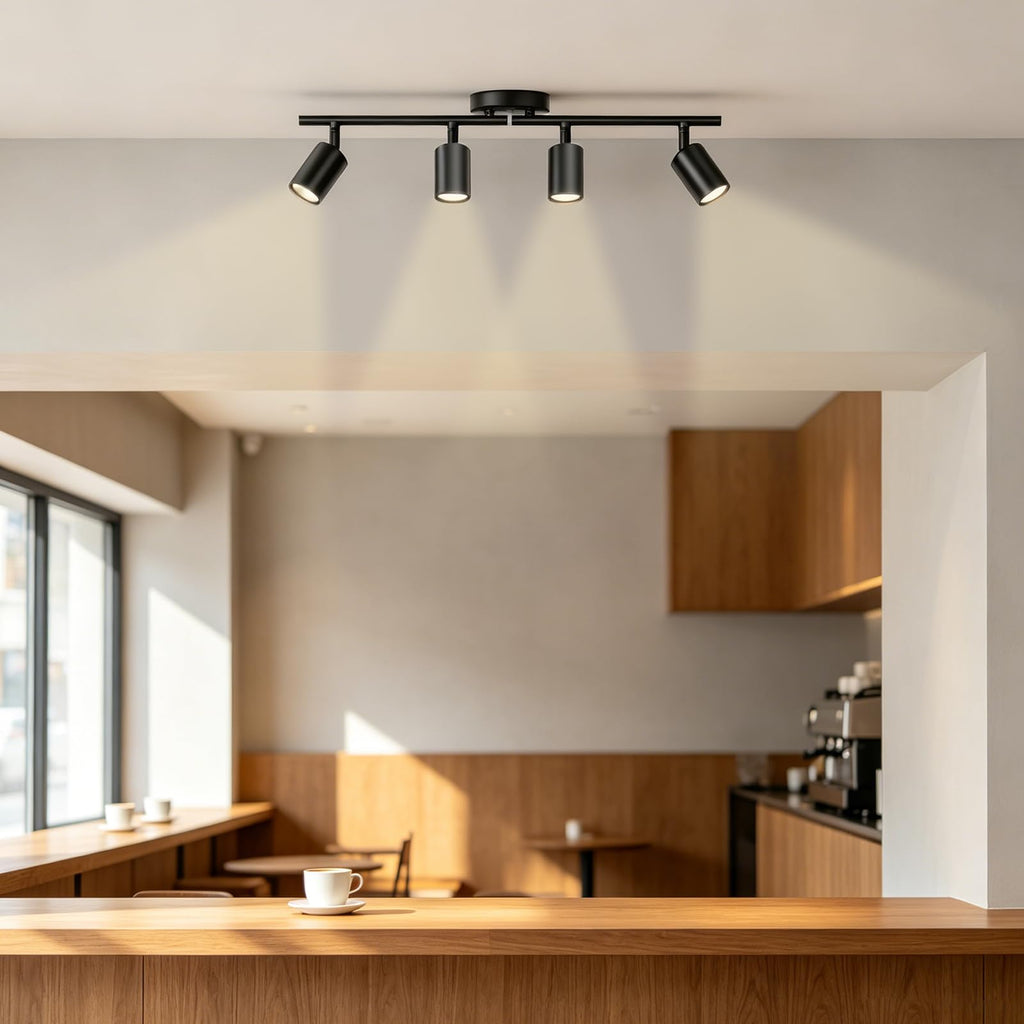 4 Light Track Lighting Kit, 23.6" 4 Way Ceiling Spotlights Fixture
