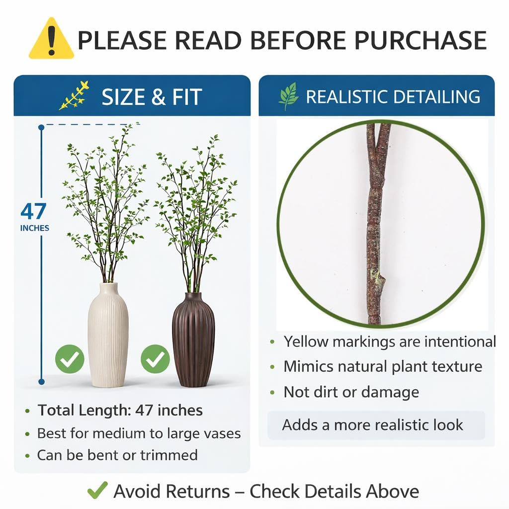3 Pack 47 Inch Real Touch Faux Enkianthus Tall Branches