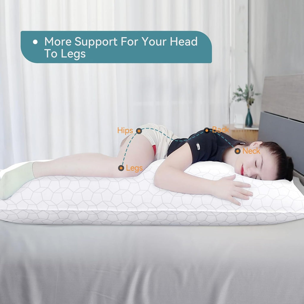Full Body Pillow for Side Sleeper, Soft Long Bed Pillow for Adults | Generous Fill Firm Plush Support - Large Loft