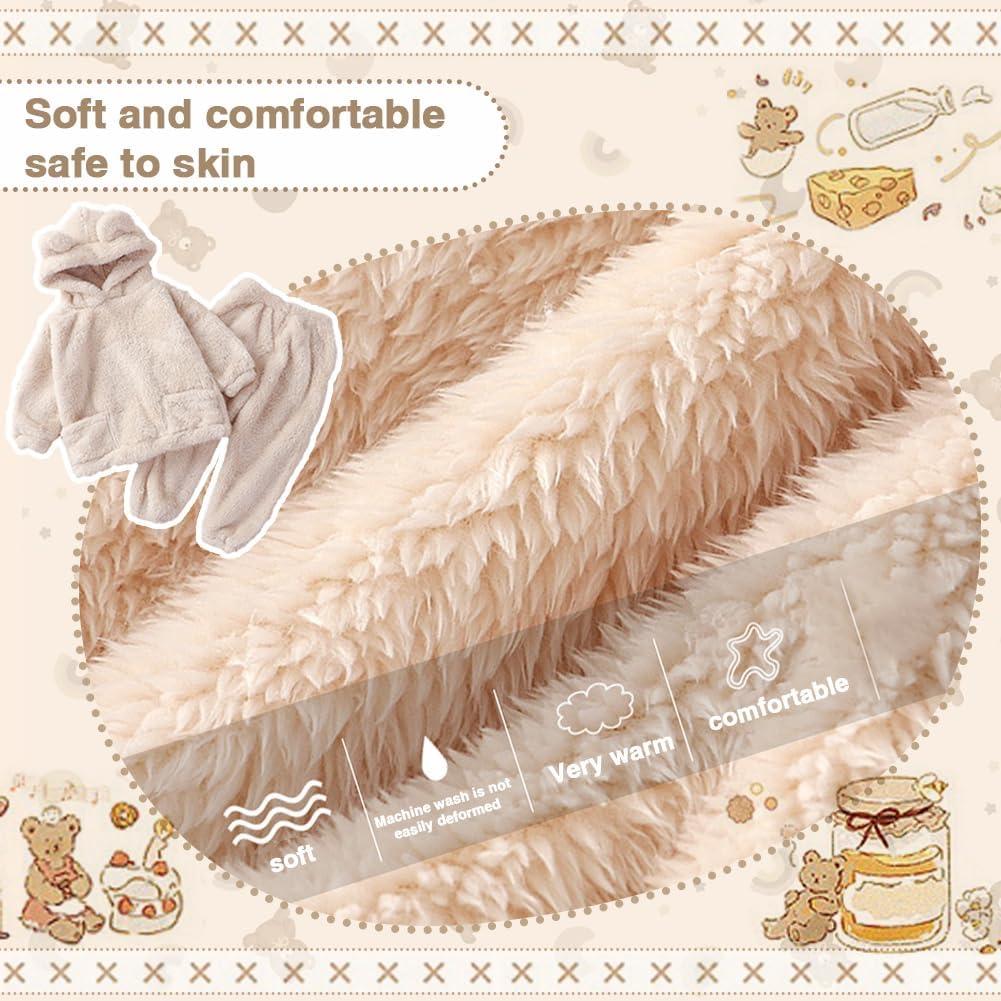 Toddler Baby Fleece Set Winter Pullover Tops Pants 2pcs Set,Toddler Bear Sweatshirt Fluffy outfit