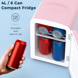 4L/6 Cans Compact Refrigerator,Portable Mini Fridge Skin Care,Cooler and Warmer for Bedroom,Car,Office & Dorm, Small
