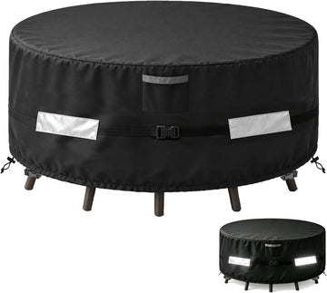 Round Patio Table and Chair Set Cover, 48" Diameter x 28" High, Heavy Duty Waterproof 600D Oxford Outdoor Furniture