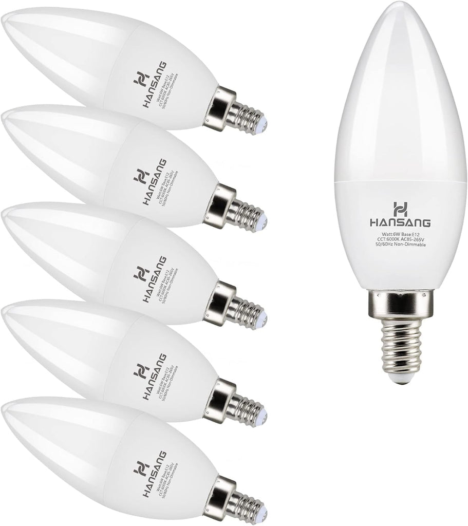 E12 LED Candelabra Light Bulbs 60W Equivalent 6000K Cool Daylight