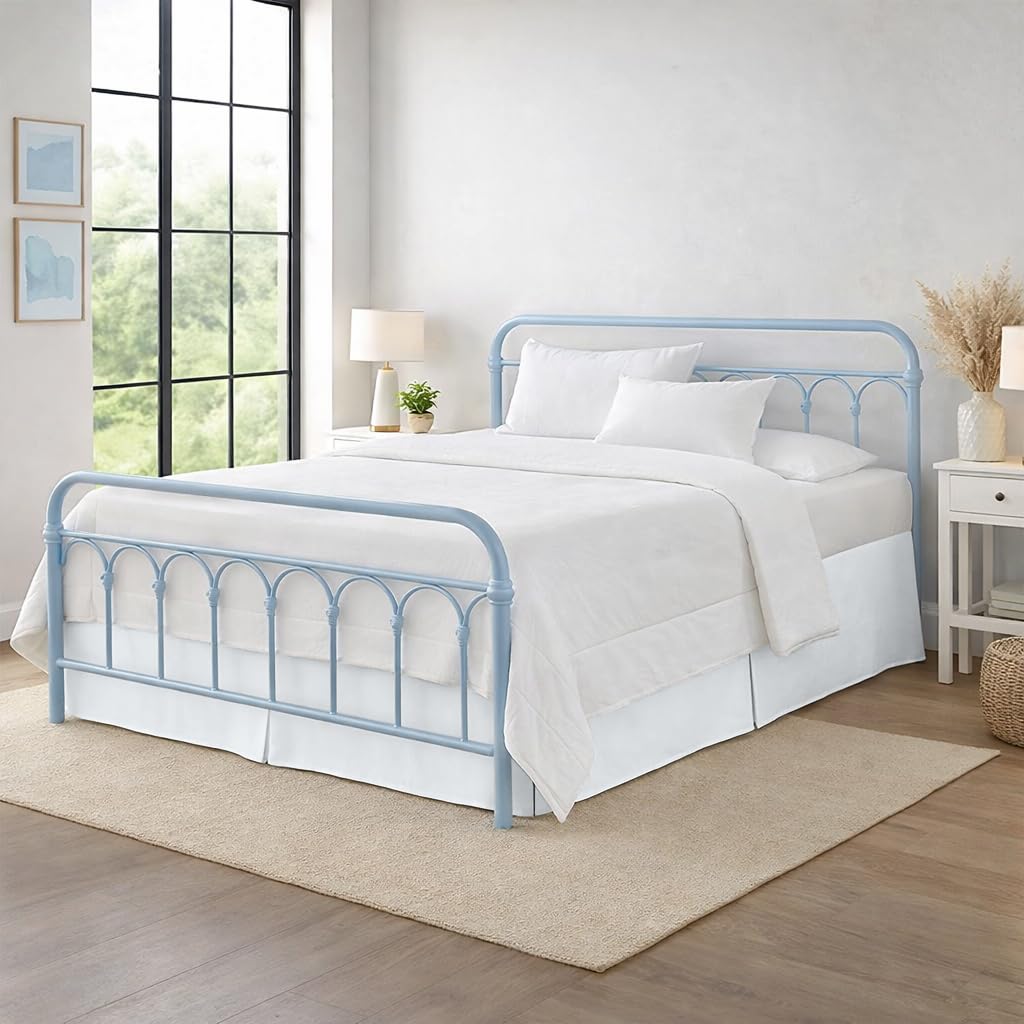 Bedding Premium Split Corner Bed Skirt White Cal King Size 17" Drop Length - 100% Organic Cotton Bedskirt