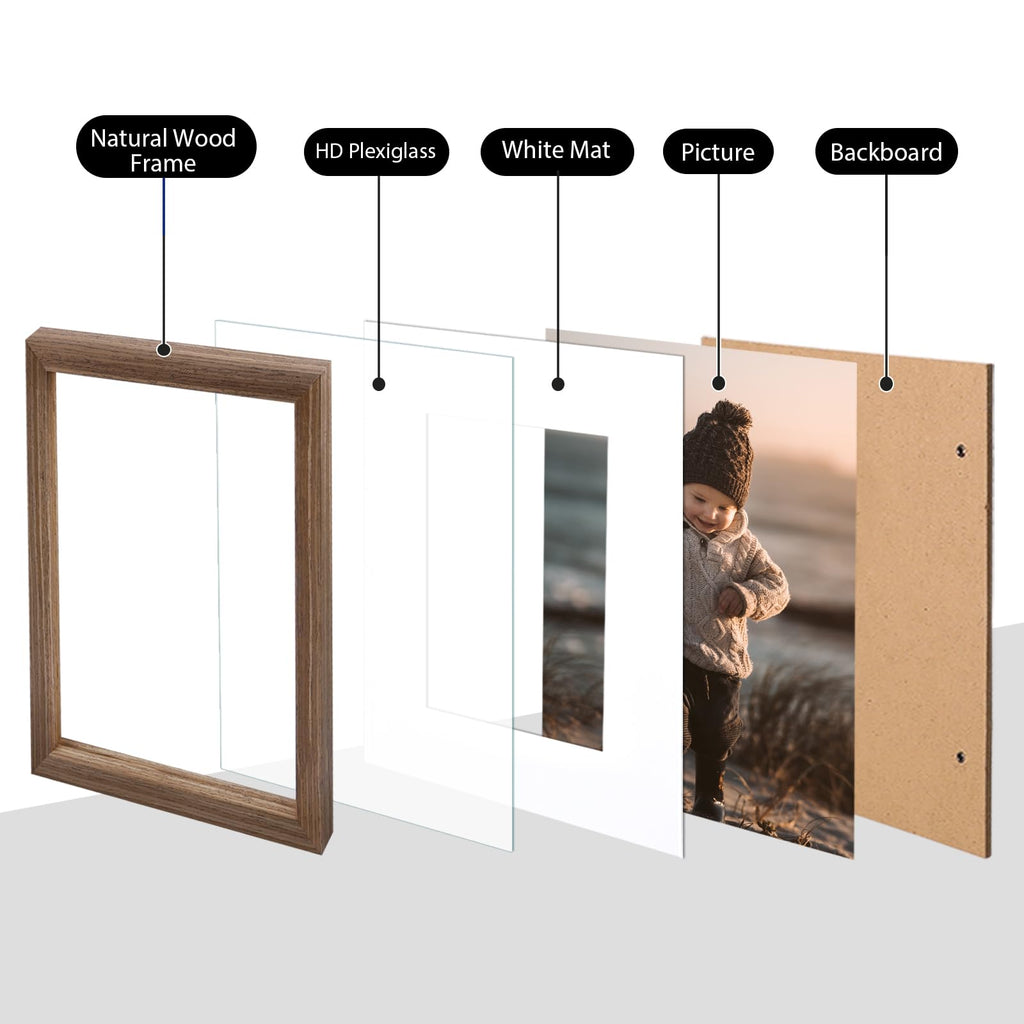 9x9 Picture Frames 4 Pack Brown Solid Wood Square Frames
