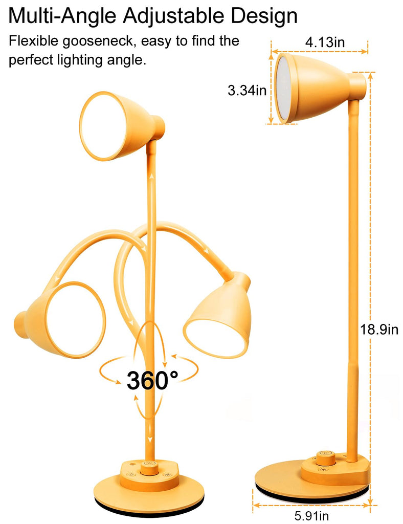LED Desk Lamp with USB Charging Port 3 Color Modes Fully Dim, Yellow