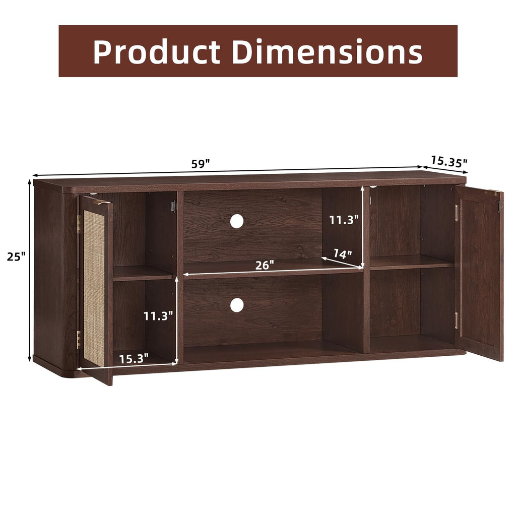 Rattan TV Stands, Walnut