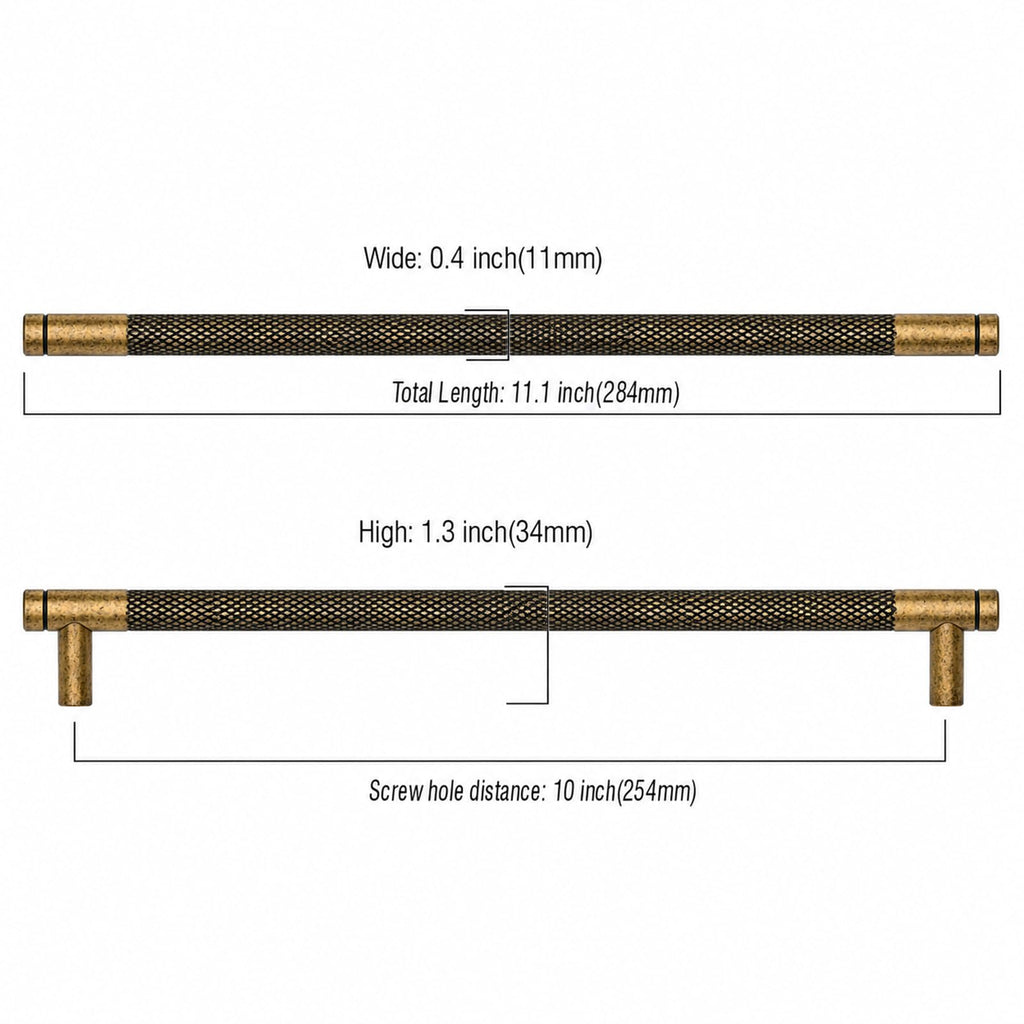10 Pack 10 Inch(254mm) Brushed Antique Brass Kitchen Cabinet Handles Antique Brass Cabinet Pulls Cabinet Hardware for
