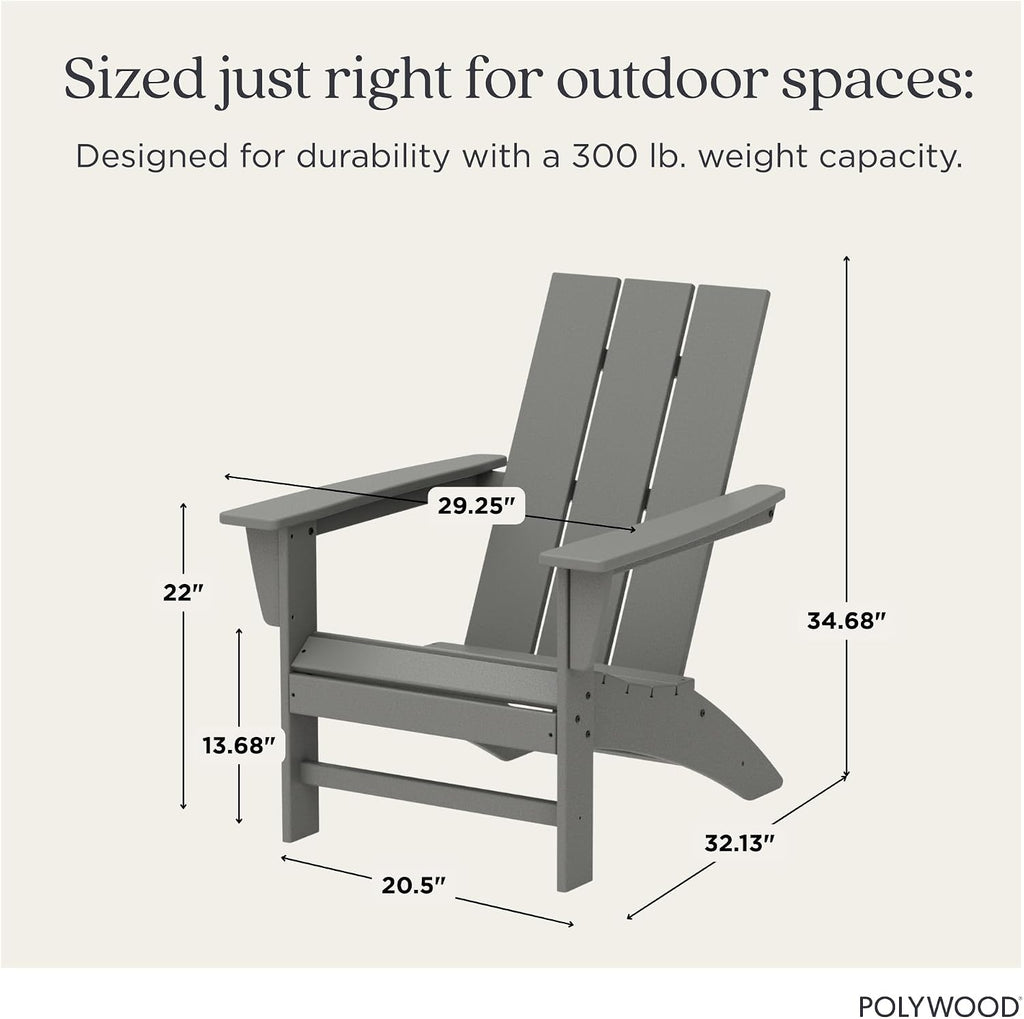Modern Adirondack Chair - All-Weather Outdoor Lawn Adirondack Chairs - HDPE, Fade-Resistant & Durable Outdoor