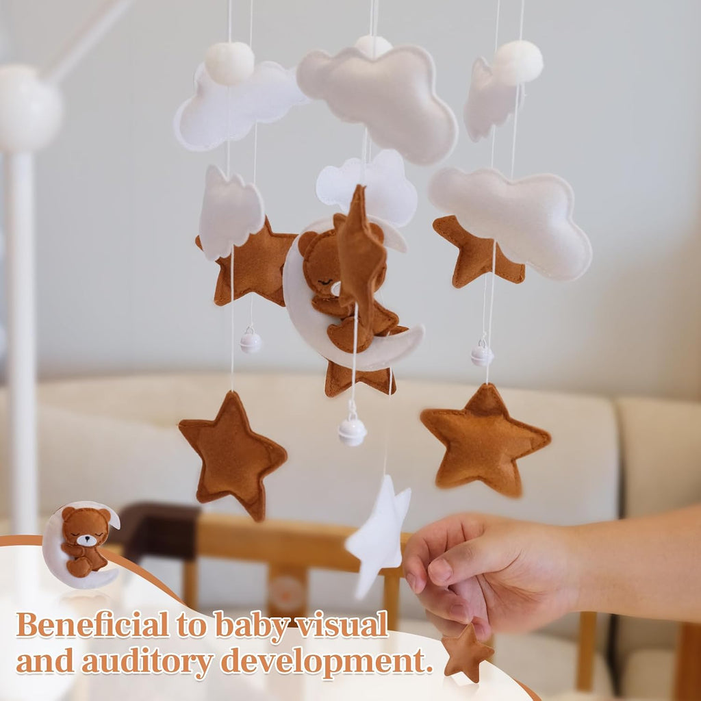 Baby Crib Mobile - Bear Mobile for Crib, Felt Cloud Nursery for Boys and Girls, Baby Bassinet Mobile Toy - Shower Set