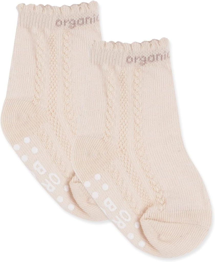 OrgaicBoom Certified Organic Cotton Baby Kid Ultra Soft Beige Jacquard Socks Set 3Pack Made In Korea