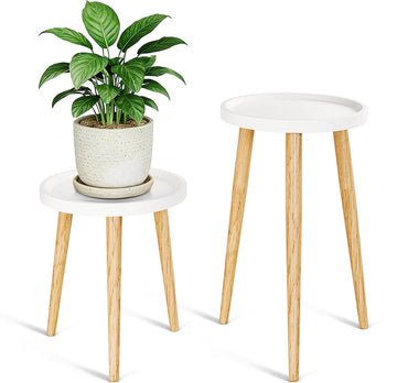 Plant Stand Indoor 2 Pack, Mid Century Wood Indoor Plant Stands, Tall Plant Holder for Flower Pot, Modern Plant Table