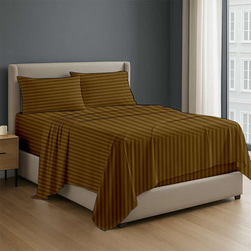 Premium 4 Piece Egyptian Cotton Fitted Twin Sheet Set, Hotel Quality Soft Breathable Bedding Sheets, 6" Deep Pocket