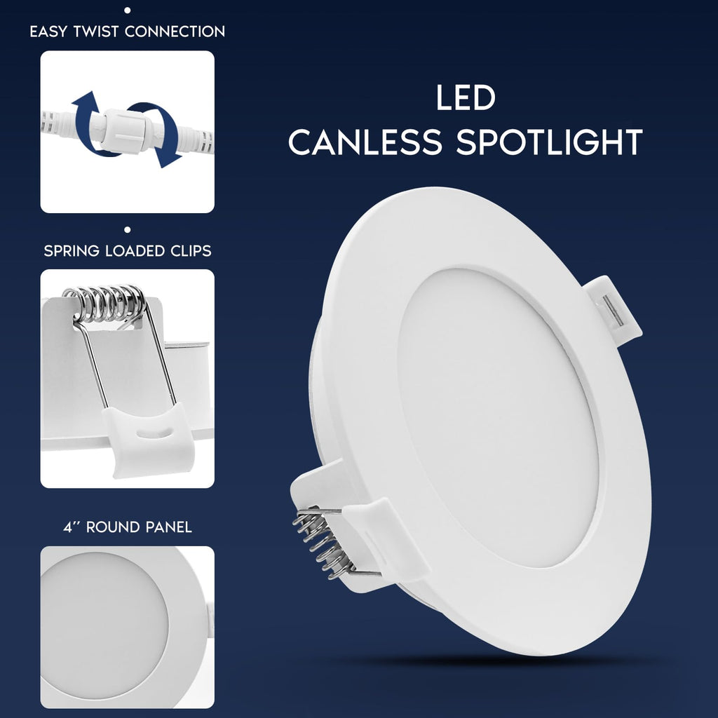 4 Inch LED Recessed Light, ECO Backlit Mini Panel Spotlight 12 Pack
