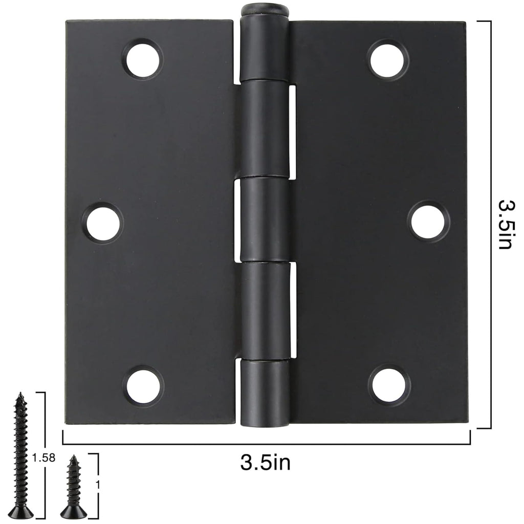 Matte Black Door Hinges 3.5" x3 1/2 Inch Square 18 Pack Interior