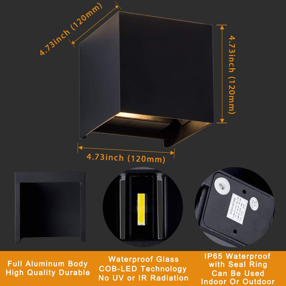 LED Aluminum Cube Square Wall Sconce Waterproof Outdoor Light Exterior Wall Lights fixtuers 20W
