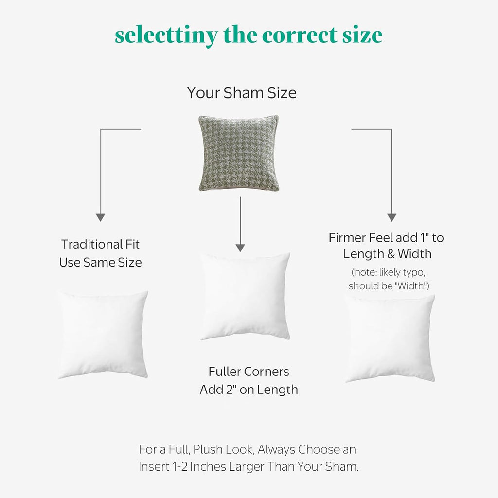 Down Feather Throw Pillow Inserts, 22x22 Pillows with Organic Cotton Cover, Soft Square Decorative Pillows - Set of 2