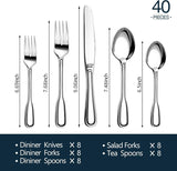 Silverware Set for 8, Stainless Steel Cutlery Set with Wide Handles