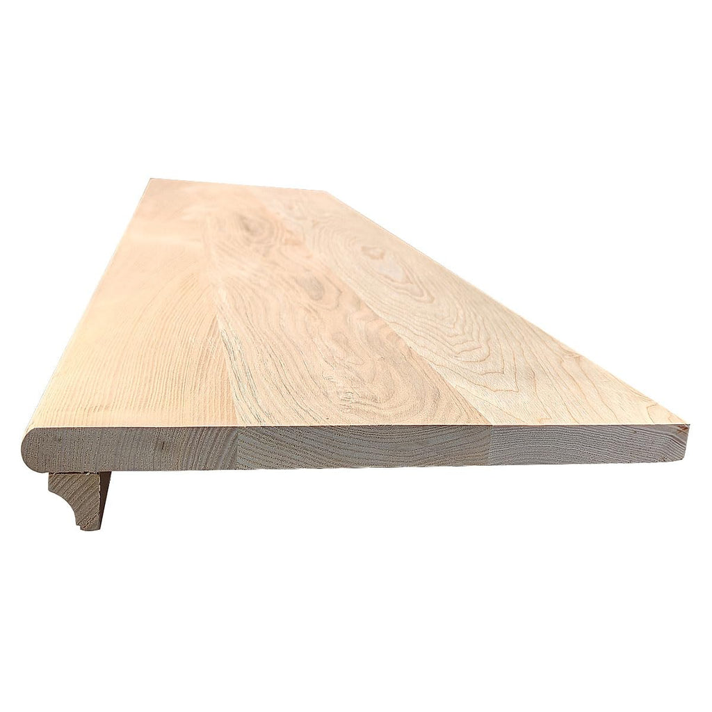 Solid Wood Stair Tread, Wood Stair Tread for Stair Remodel, Retro Fit Tread Kit. Round Nose Profile (Ash Lumber 42" X