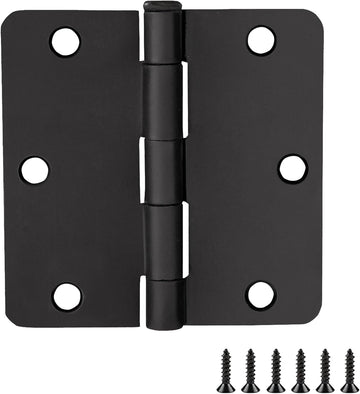 10-Pack 3.5-Inch x 3.5-Inch Interior Door Hinges with 1/4-Inch Radius, Matte Black, Heavy Duty Steel Construction
