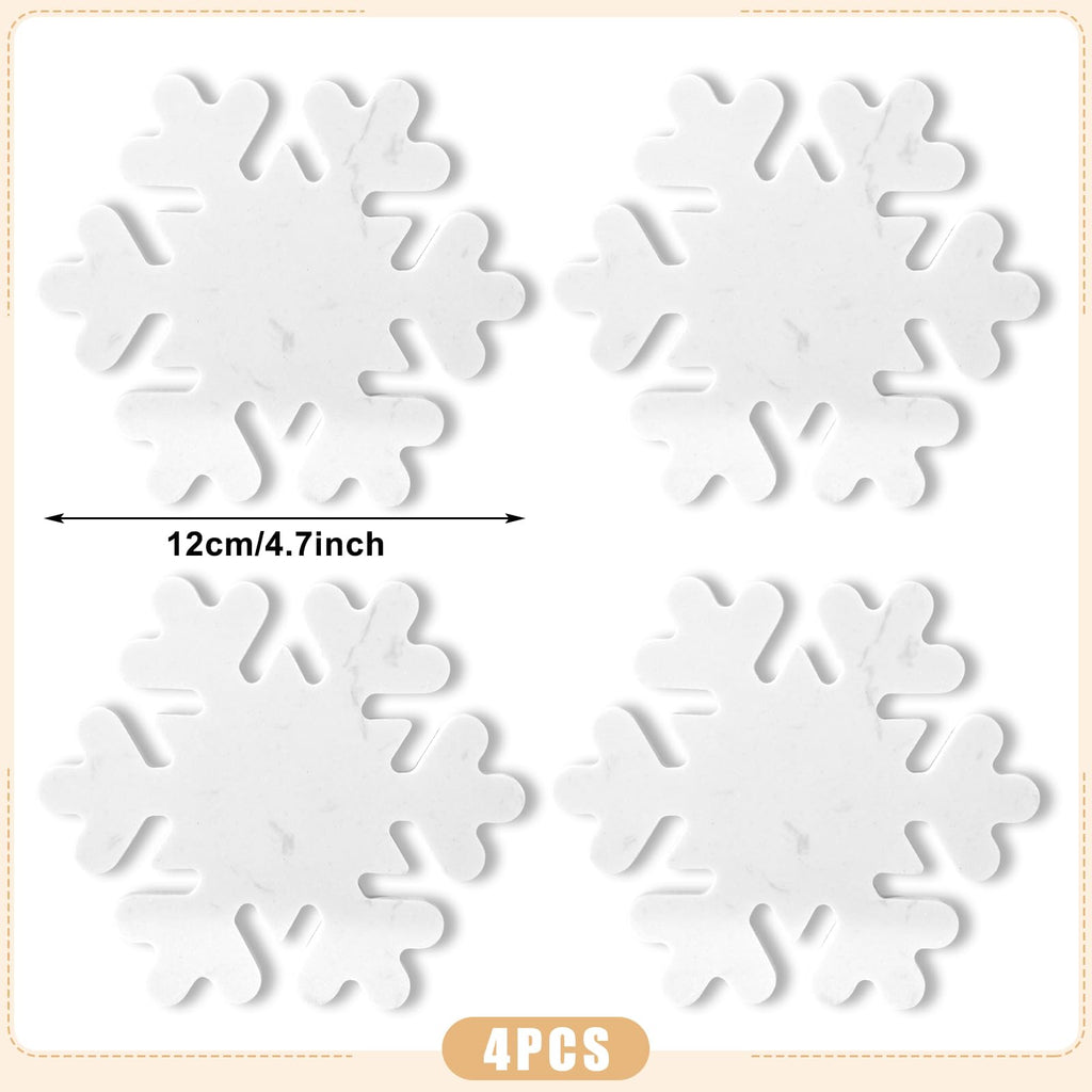 4 Pcs Winter Snowflake Coasters Marble Coasters 4.7 x 3.9 Inches