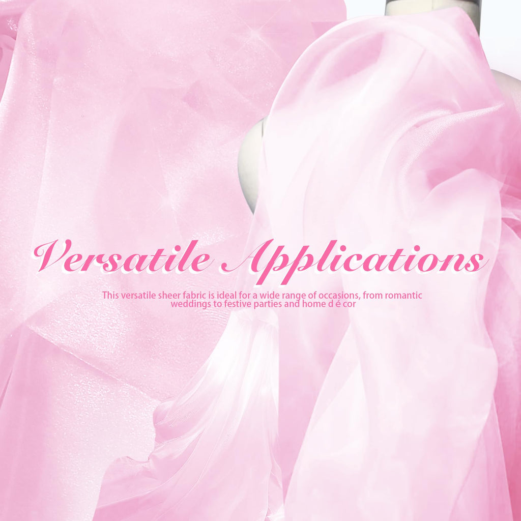 Pink Organza Fabric by The Yard, 60 Wide (2 Yard)