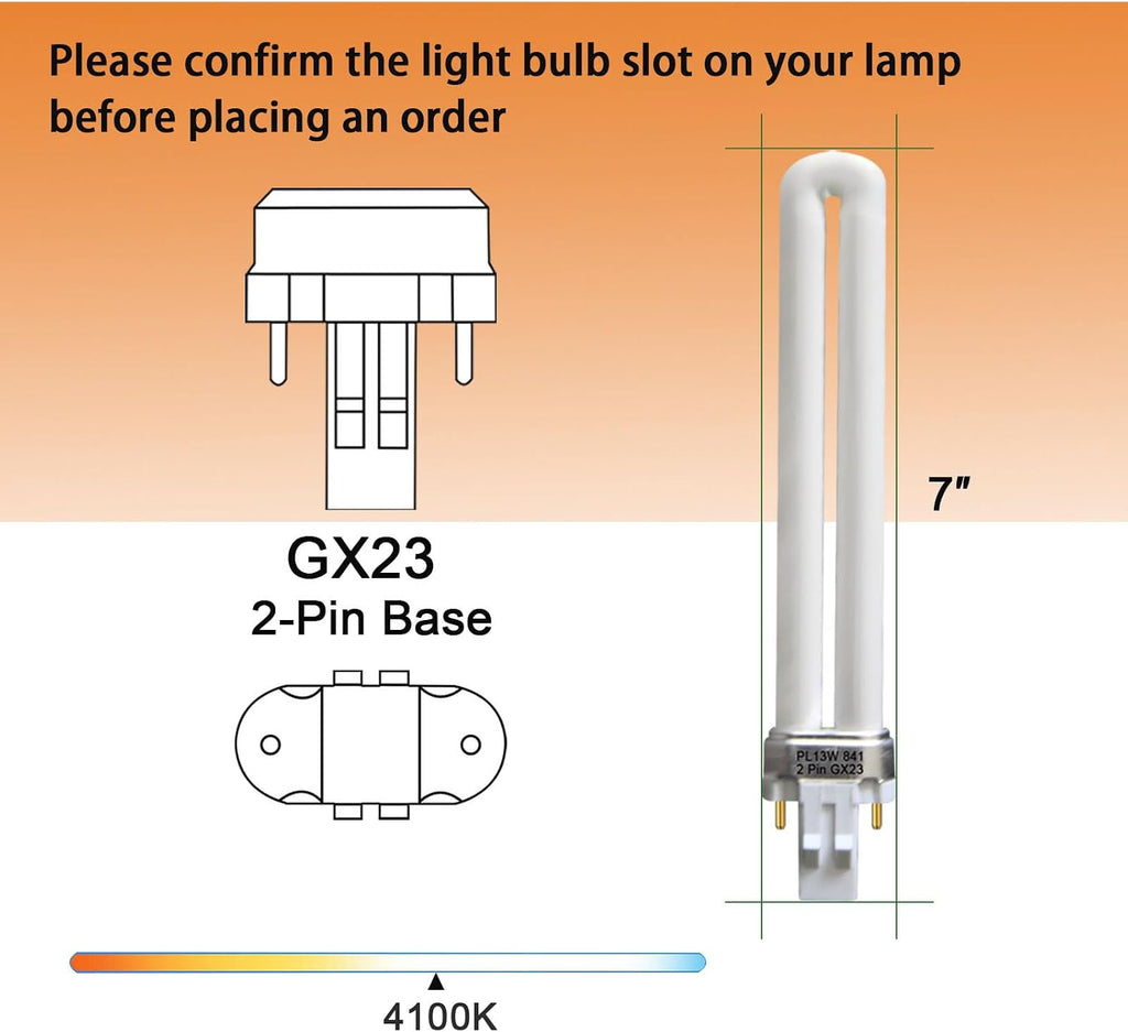 PL-13W GX23 4100K,PLS13W41 Fluorescent Bulb, 6 Pack