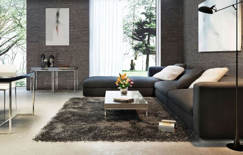 Charcoal Grey Marble 6 in. x 24 in. Stacked Natural Stone Ledger Wall Panel Split Face Finish for Backsplash, Accent