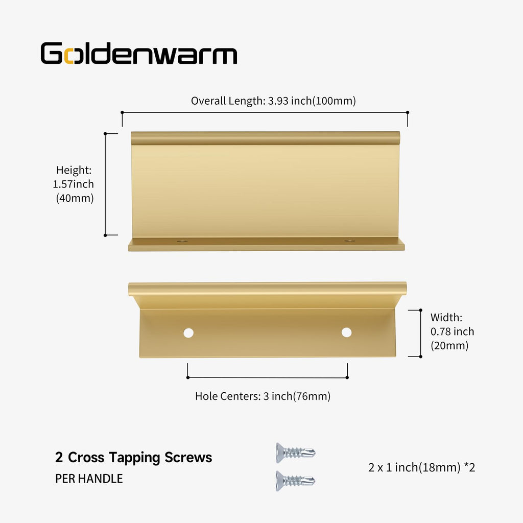 10 Pack 3in Finger Edge Pulls for Gold Drawer Pulls