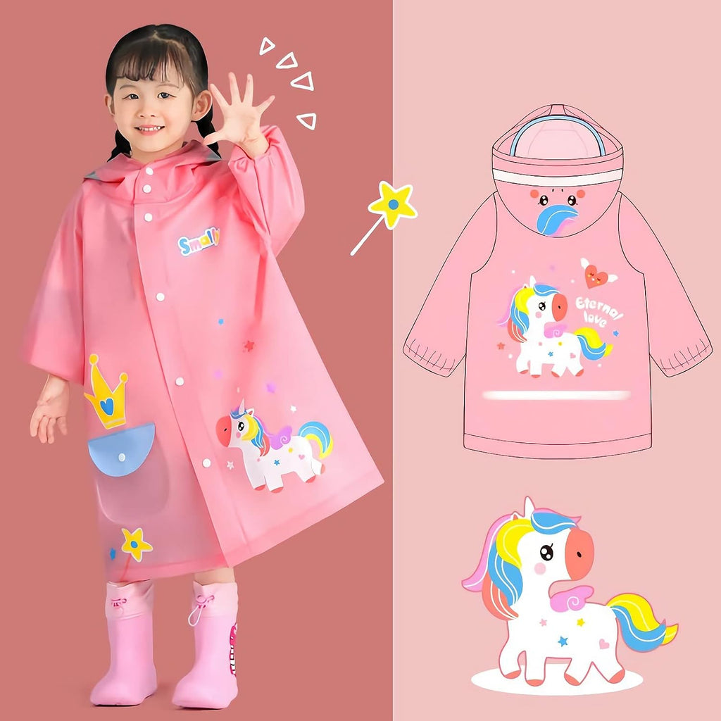 Raincoat Boys Girls Rain Jacket Hooded Dinosaur Poncho Waterproof Coat Outdoor Sports