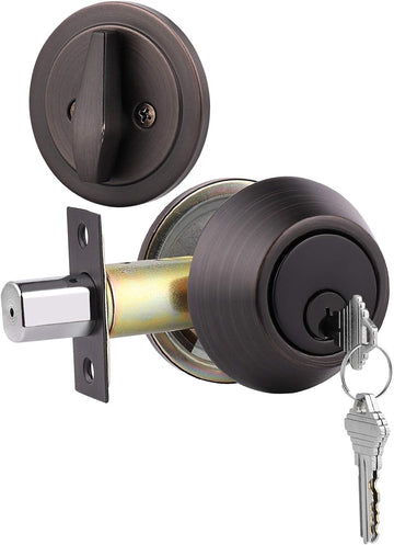 3 Keyed Alike Single Cylinder Deadbolts Entry Door Knobs Locks, Oil Rubbed Bronze